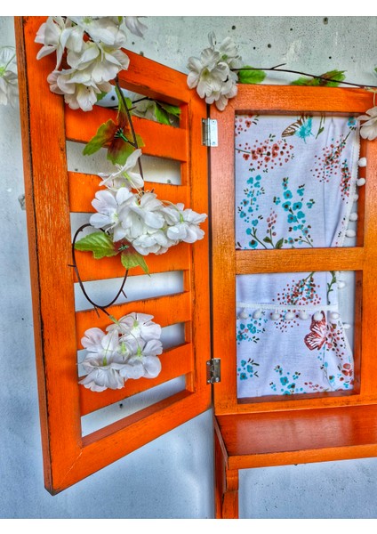 Otantik Bohem Tarzın,ahşap Panjurlu Pencere, Balkon Bahçe Duvar Dekoru Için, Turuncu Kelebekli Set modelleri