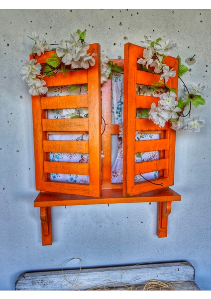 Otantik Bohem Tarzın,ahşap Panjurlu Pencere, Balkon Bahçe Duvar Dekoru Için, Turuncu Kelebekli Set indirimleri