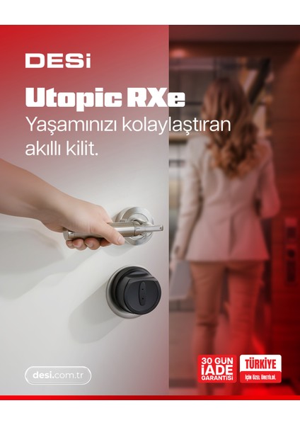 Utopic RXe Yapay Zeka Destekli Akıllı Kilit Ios/android Akıllı Kapı Kilidi - Türkiye'de Üretilen Kapılara Özel