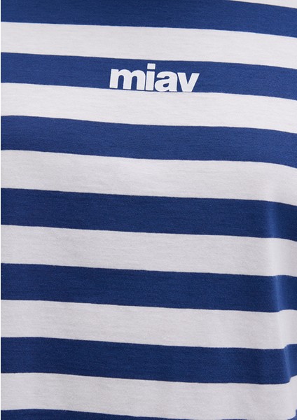 Miav Baskılı Çizgili Crop Tişört 1612456-87201