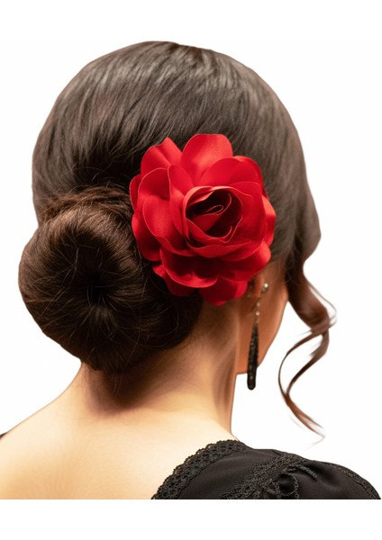 Woody Cord Kırmızı Saten Gül Toka Klasik ve Romantik