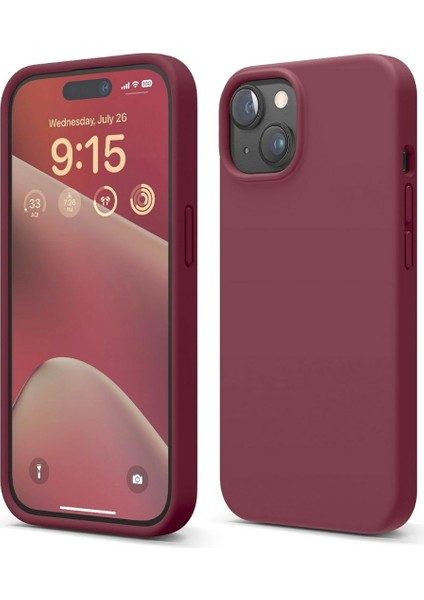Apple iPhone 15 Uyumlu Silikon Kılıf - Pastel Renk Tonu Esnek Tam Koruma Kapak - Bordo