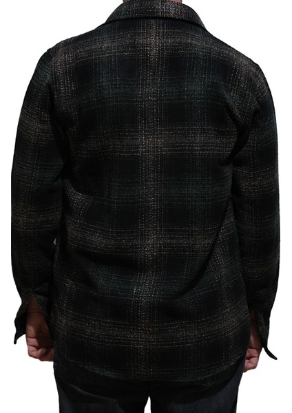 Erkek Oduncu Gömlek Uzun Kol Ekose Desen Siyahlı