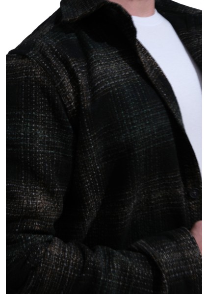 Erkek Oduncu Gömlek Uzun Kol Ekose Desen Siyahlı