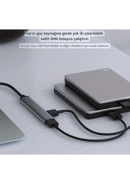 7'nin 2'si Usb 3.0+Usb 2.0 Çoğaltıcı Hub Çoklayıcı CE Sertifikalı Lisanslı 7 Port Hızlı Sağlam Metal Orjinal