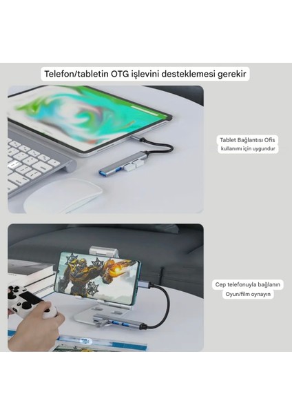 7'nin 2'si Usb 3.0+Usb 2.0 Çoğaltıcı Hub Çoklayıcı CE Sertifikalı Lisanslı 7 Port Hızlı Sağlam Metal Orjinal