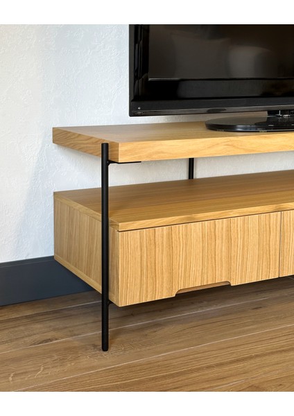 Harmonia Tv Sehpası Ahşap Çekmece Metal Ayak