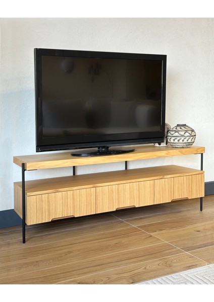 Harmonia Tv Sehpası Ahşap Çekmece Metal Ayak