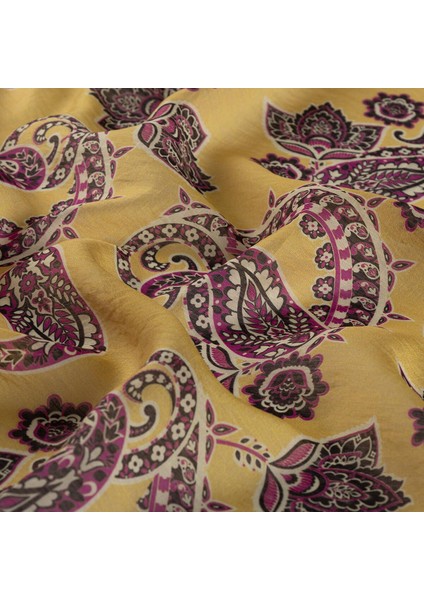 Ipekevi Mezopotamya Model 04 Desenli Tensel Eşarp Gold Fuşya fiyatları