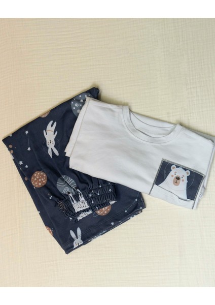 Çocuk Baskılı Organik %100 Pamuk Kumaş Ikili Takım