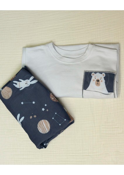 Çocuk Baskılı Organik %100 Pamuk Kumaş Ikili Takım fırsatları