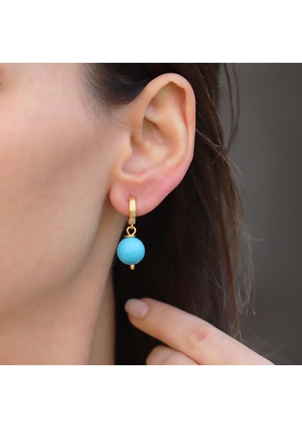 Turkuaz Toplu Halka Gold Gümüş Küpe