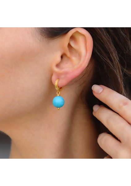 Turkuaz Toplu Halka Gold Gümüş Küpe modelleri