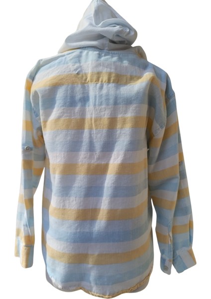 Jack Lions Erkek Çocuk Kapüşonlu Mavi Çizgili Gömlek – %100 Pamuk, Esnek ve İnce Kumaş