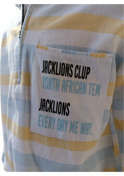 Jack Lions Erkek Çocuk Kapüşonlu Mavi Çizgili Gömlek – %100 Pamuk, Esnek ve İnce Kumaş