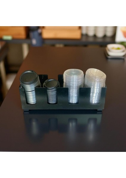 Karton Plastik Bardak Kapak Standı Tüm Boylara Uygun 4 Bölmeli Take Away Kapak Düzenleyici Siyah fiyatları