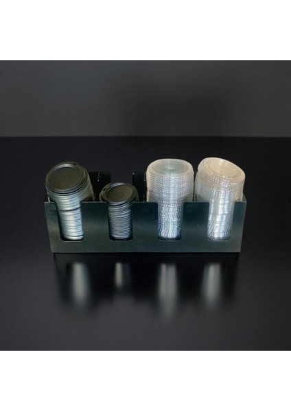 Karton Plastik Bardak Kapak Standı Tüm Boylara Uygun 4 Bölmeli Take Away Kapak Düzenleyici Siyah indirimleri