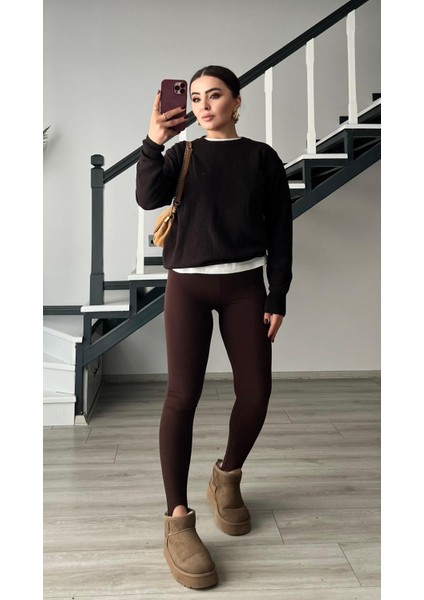 Kahve Ayaktan Geçmeli(Füzo) Tayt indirimleri