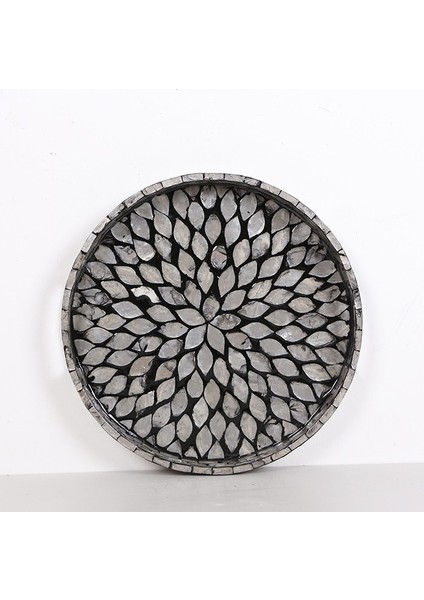 Mylamp Pure Sedef 30 X3,5 Cm. Black Sedefli Mozaik Tepsi