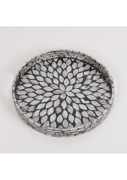 Mylamp Pure Sedef 30 X3,5 Cm. Black Sedefli Mozaik Tepsi