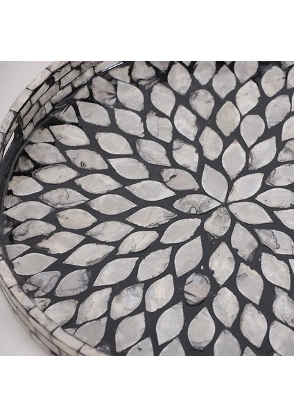 Mylamp Pure Sedef 30 X3,5 Cm. Black Sedefli Mozaik Tepsi