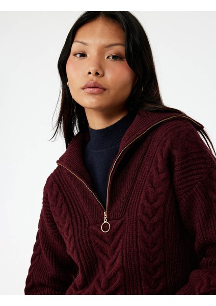 Bordo Kadın Kazak 6WAL90115HT modelleri