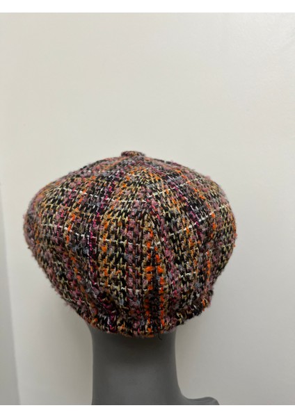 Erkek Kışlık Kaşe Kumaş Desenli Arkası Lastikli Standart Kasket Şapka (Newsboy Cap) fırsatları