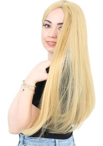 Fiber Sentetik Uzun Düz Peruk / Sarı modelleri