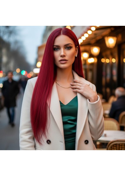 Gerçek Front Lace Tül Peruk / Düz / Kızıl 70/75CM