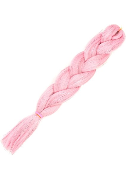 Simli Şeker Pembesi Örgülük Saç 100 Gr.