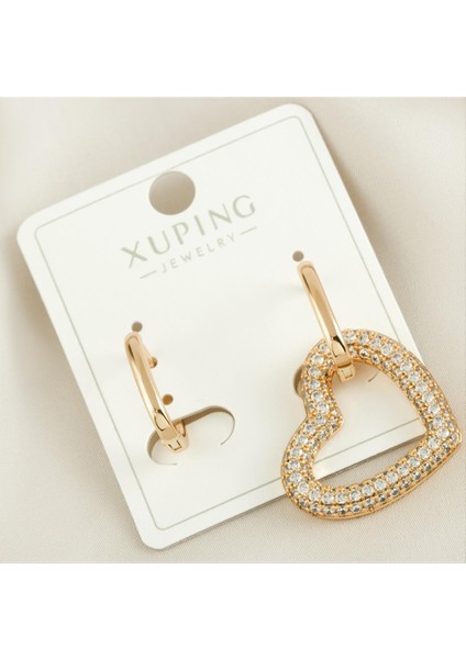 Xuping Kalp Zirkon Taşlı Lüks Çelik Küpe