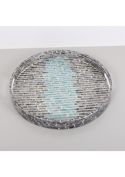 Mylamp Pure Sedef 40 X4,5cm. Black/blue Sedefli Mozaik Tepsi