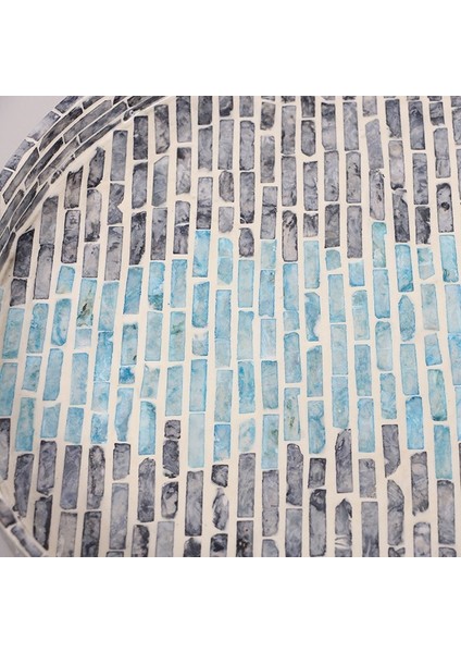 Mylamp Pure Sedef 40 X4,5cm. Black/blue Sedefli Mozaik Tepsi