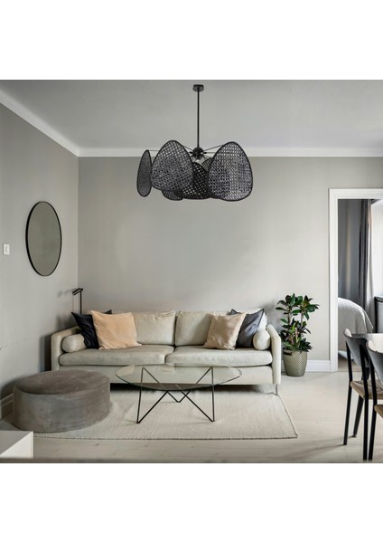 Mylamp Bulut Doğal Siyah Hazeran Avize 75 cm - 9+1