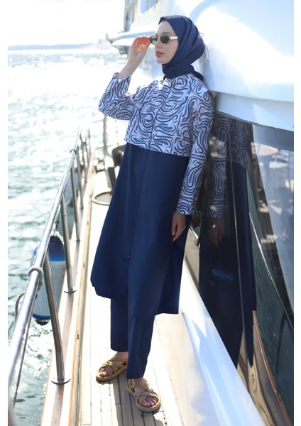 Desenli Yüzme Takımı Lacivert