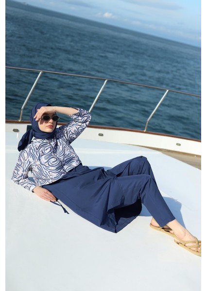 Desenli Yüzme Takımı Lacivert