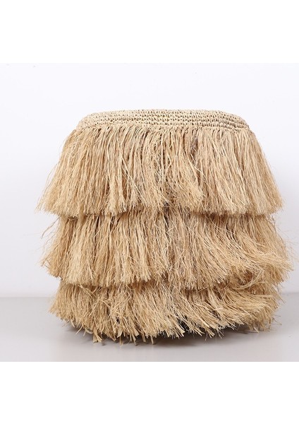 Mylamp Rafya Saçaklı Puf 45X48 cm