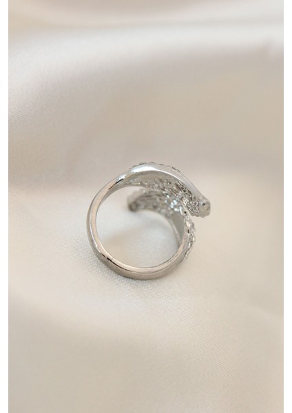 bulurum ayarlamalı silver renk metal zirkon taşlı kanat yüzük fiyatları