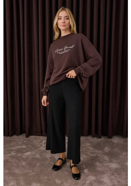 Şerit Detaylı Triko Pantolon Siyah fırsatları