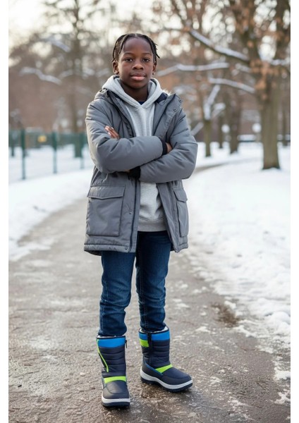 Çocuk Içi Kürklü Su Geçirmez Fermuarlı Kar Bot