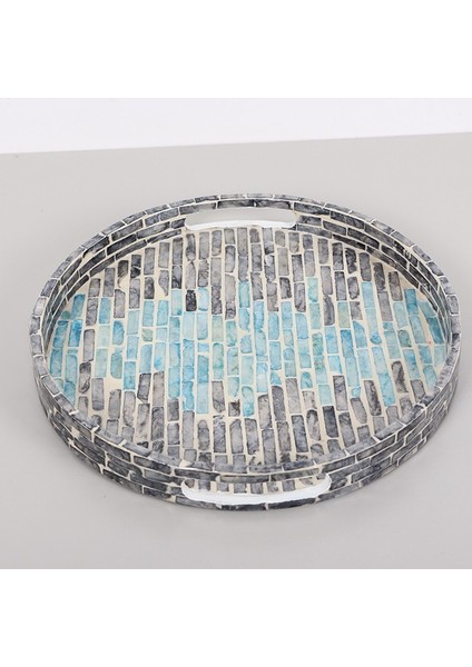 Mylamp Pure Sedef 30 X3,5 Cm. Black/blue Sedefli Mozaik Tepsi