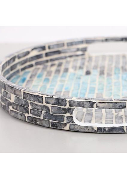 Mylamp Pure Sedef 30 X3,5 Cm. Black/blue Sedefli Mozaik Tepsi