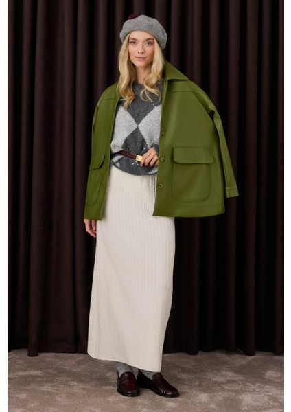 Dokulu Triko Etek Ekru