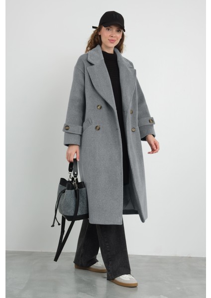 Kolu Apolet Detaylı Kaban Gri Melanj indirimleri