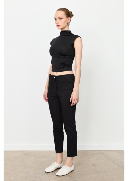 Dar Paça Pamuk Pantolon-Siyah modelleri