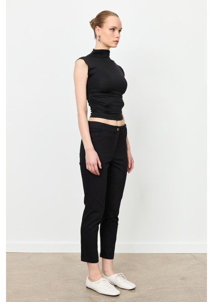 Dar Paça Pamuk Pantolon-Siyah fırsatları