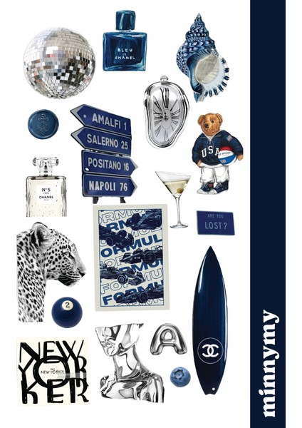 Blue Collection Sticker, Çıkartma, Ajanda, Günlük, Planlayıcı, Bullet Journal ,scrapbook