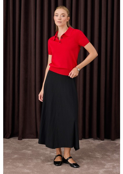 Fitilli Triko Etek Siyah