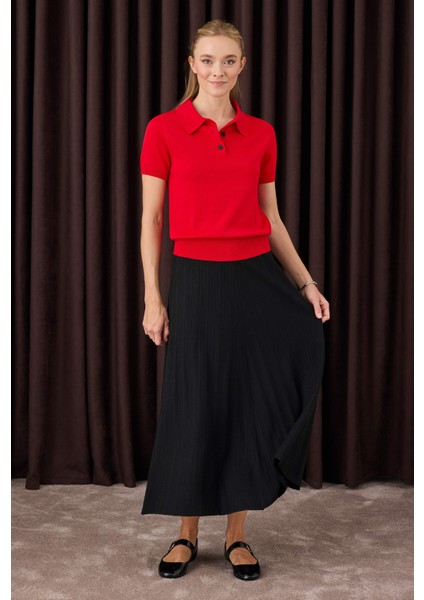 Fitilli Triko Etek Siyah