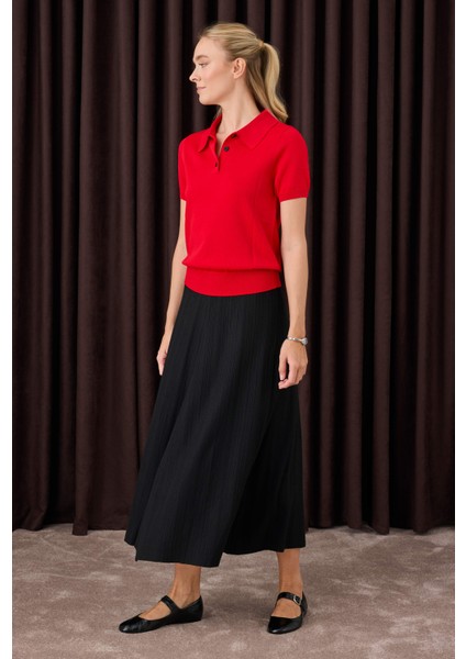 Fitilli Triko Etek Siyah